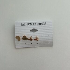 Gold and Rose Gold Heart Earrings Set